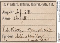 Etiketten zu Beryll (NHMW-MIN-Af818)